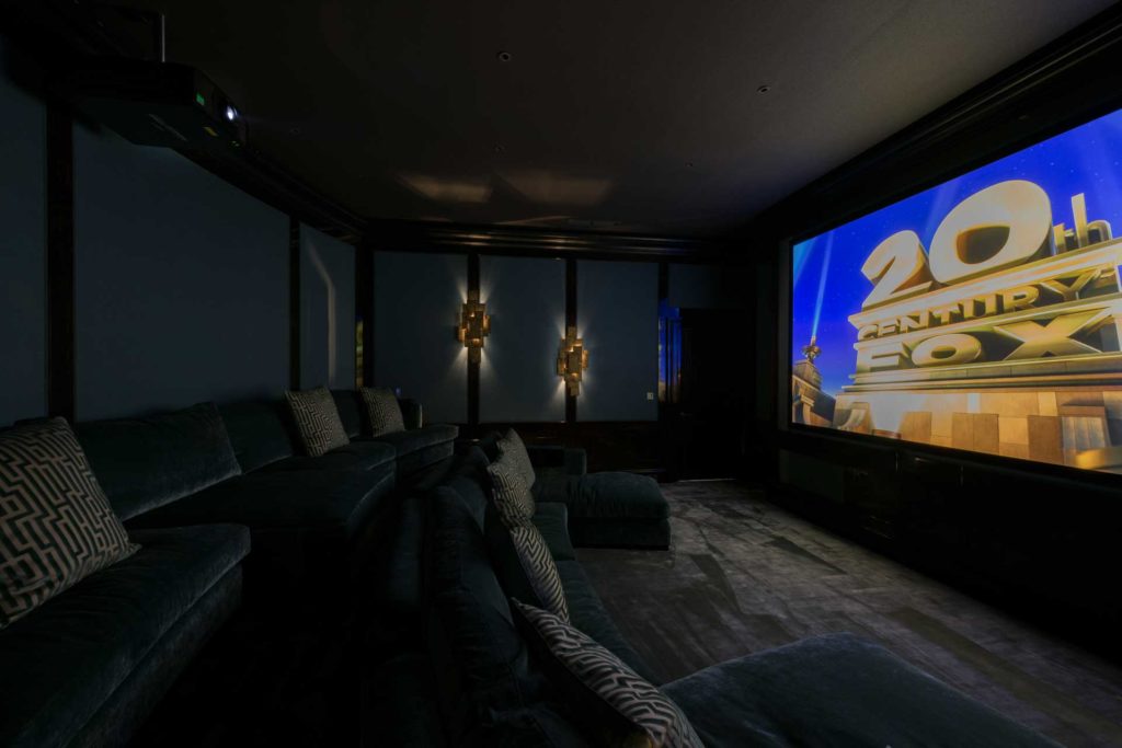 A luxurious home cinema room.